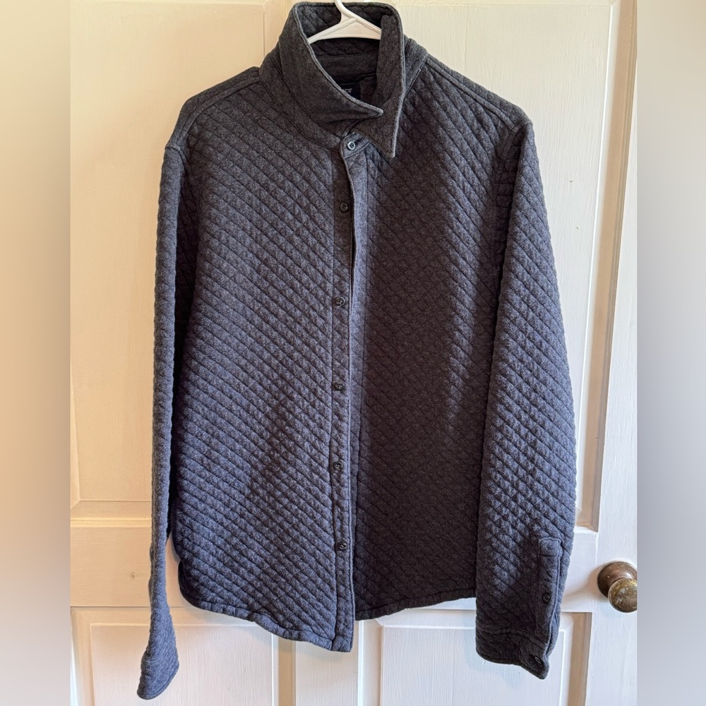 J. Crew Quilted Shirt Jacket in Charcoal Gray